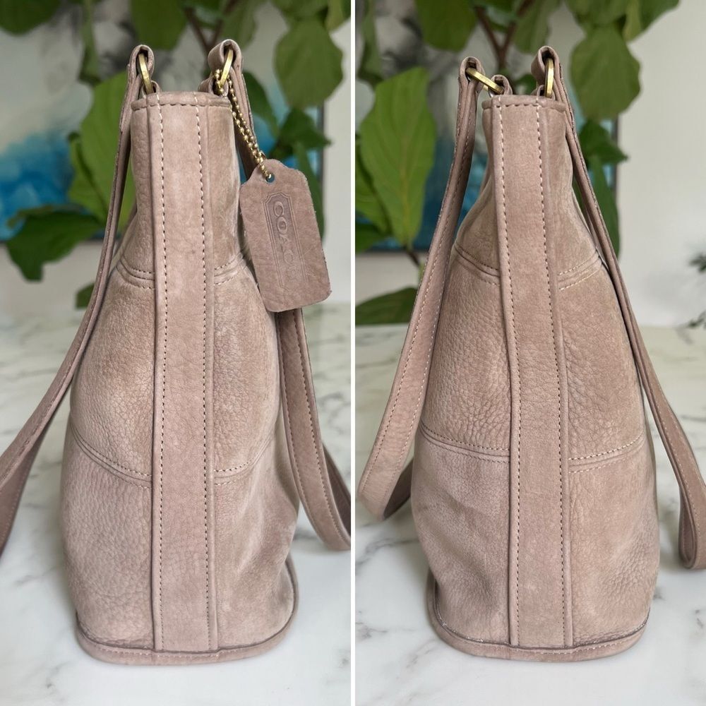 COACH Vintage Nubuc Tribeca Shopper Shoulder Bag 4393 Grey Taupe Nubuck 90's USA - Picture 9 of 16